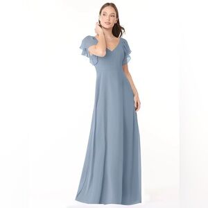 NWT Azazie Syenna Bridesmaid Dress - Dusty Blue chiffon (not altered!) perfect